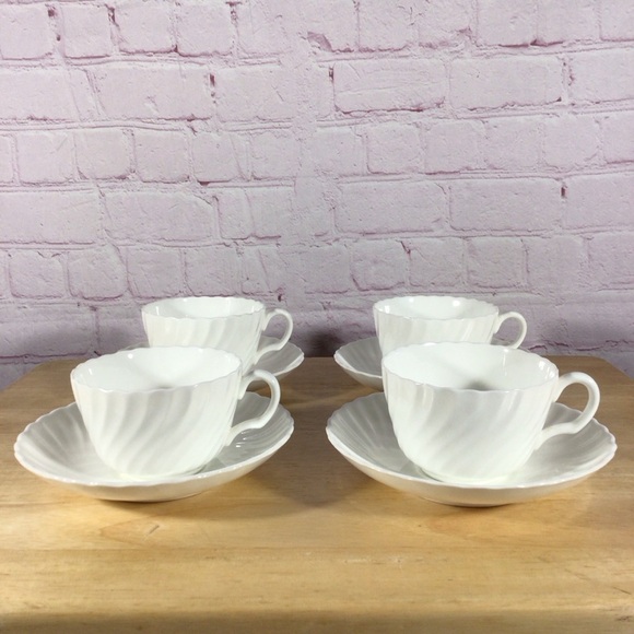 Vintage Minton White Fife Cup and Saucer - Set of 4 - Picture 5 of 10